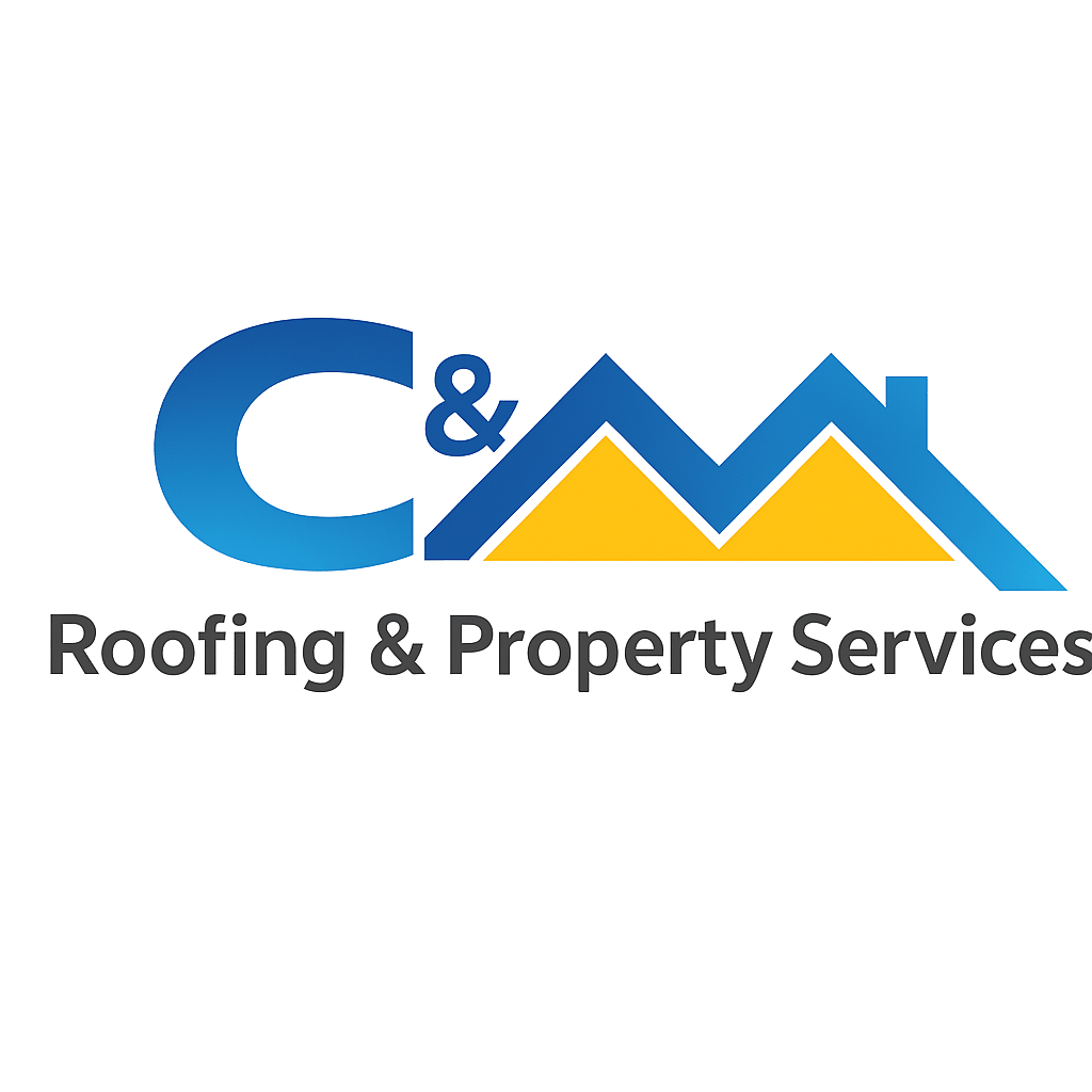 c & m roofing and property services logo upscaled transparent